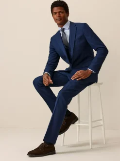Next Bright Blue Slim Fit Textured Suit Jacket