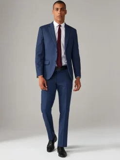 Next Tailored Fit Textured Suit Trousers Bright Blue Hot
