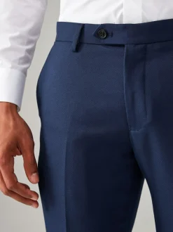 Next Tailored Fit Textured Suit Trousers Bright Blue Hot