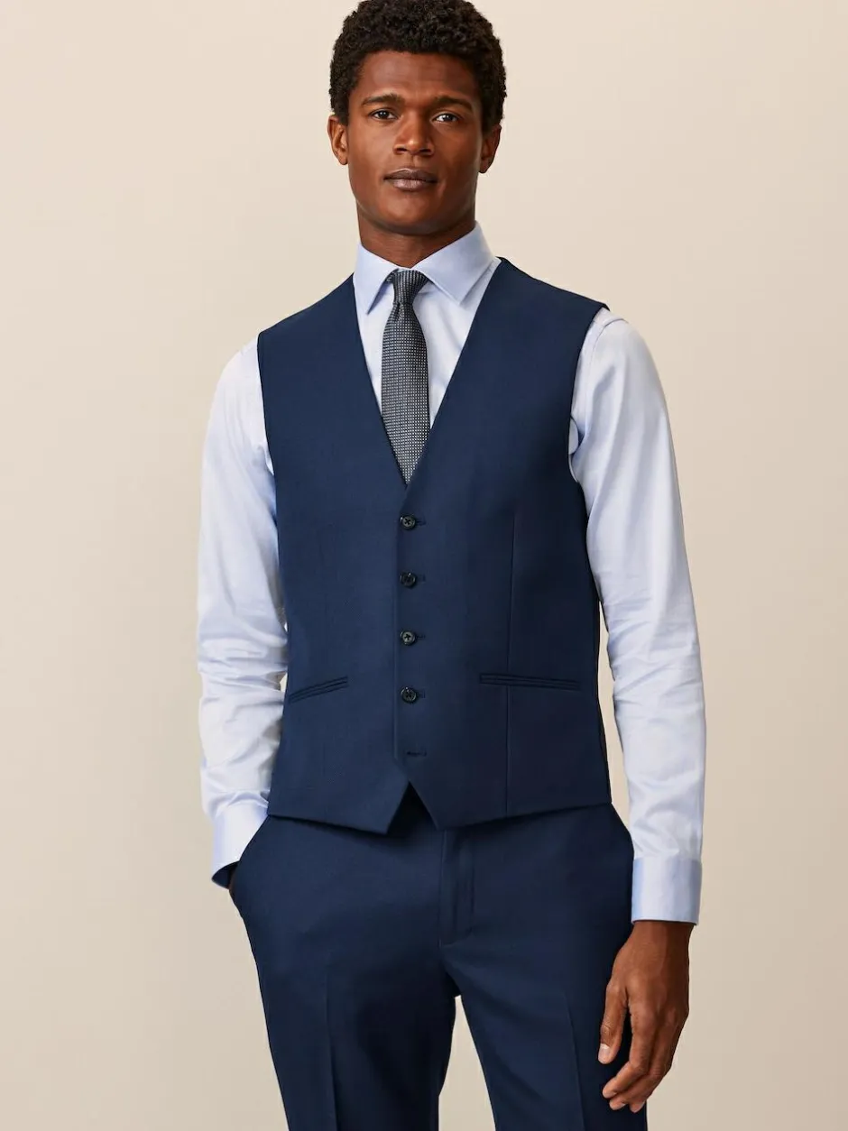 Next Bright Blue Textured Suit Waistcoat Outlet