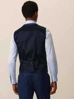 Next Bright Blue Textured Suit Waistcoat Outlet
