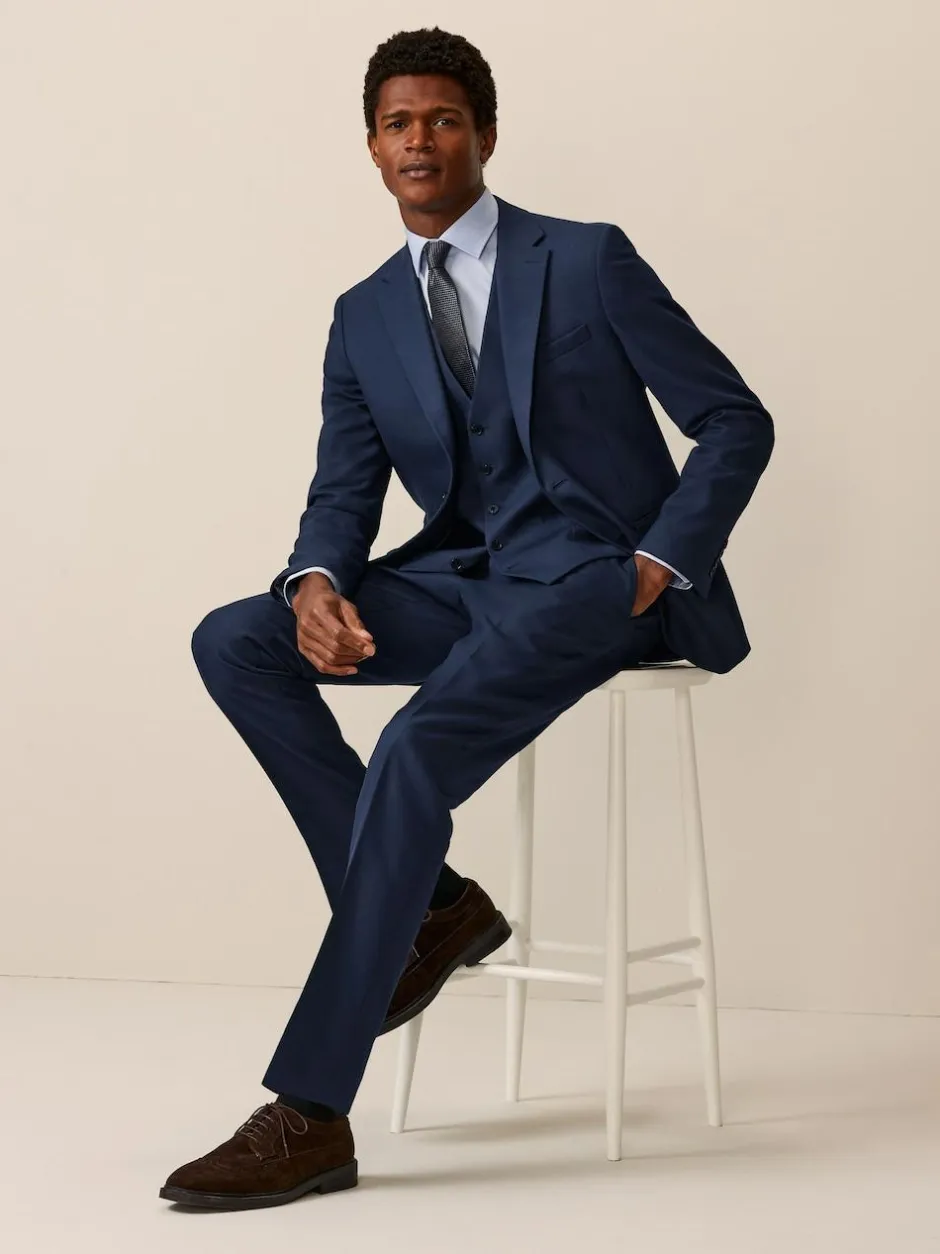 Next Bright Blue Textured Suit Waistcoat Outlet