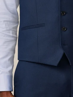 Next Bright Blue Textured Suit Waistcoat Outlet