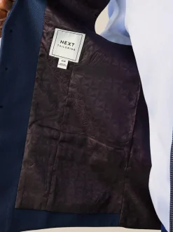 Next Bright Blue Textured Suit Waistcoat Outlet