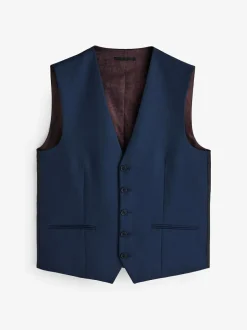Next Bright Blue Textured Suit Waistcoat Outlet