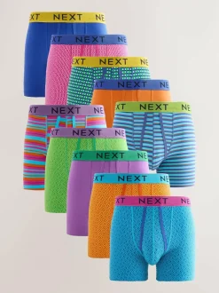 Next Bright Blue/Orange Spot 10 pack A-Front Boxers Sale