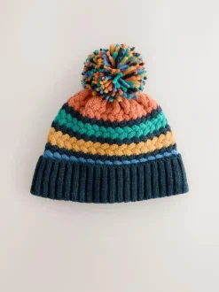 Next Bright Cable Stitched Baby Knitted Hat With Pom (0mths-2yrs) Outlet