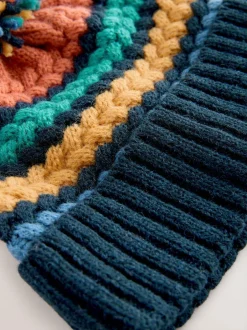 Next Bright Cable Stitched Baby Knitted Hat With Pom (0mths-2yrs) Outlet