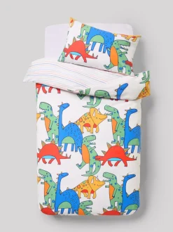 Next Bright Dino Duvet Cover and Pillowcase Set Clearance