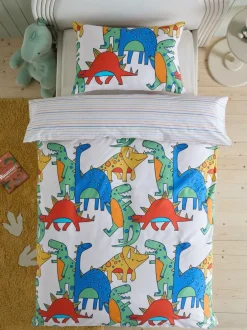 Next Bright Dino Duvet Cover and Pillowcase Set Clearance