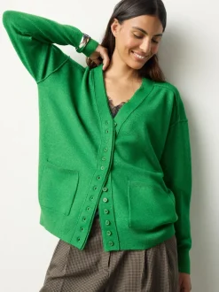 Next Bright Green Supersoft V-Neck Cardigan With Pockets New