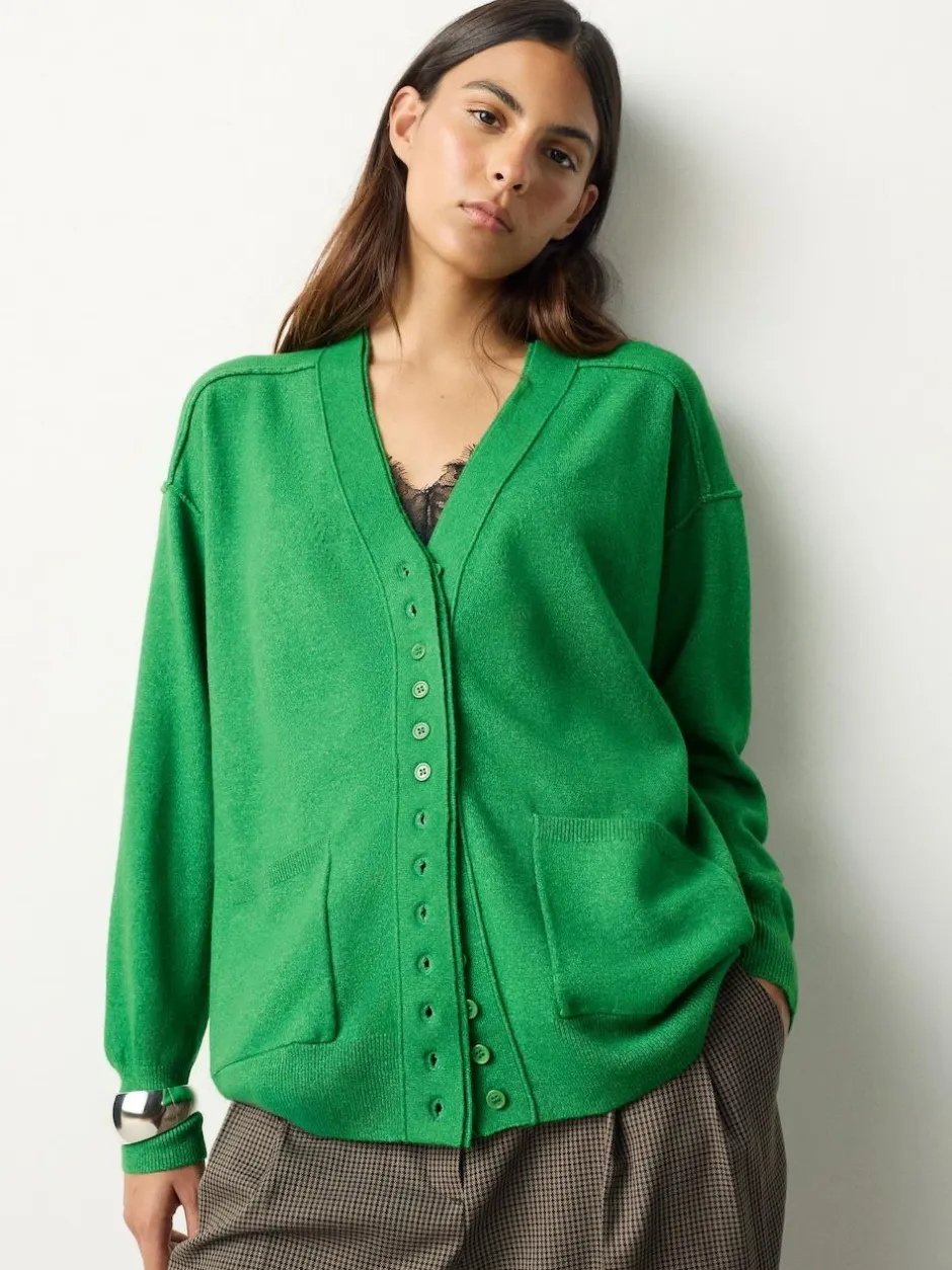 Next Bright Green Supersoft V-Neck Cardigan With Pockets New