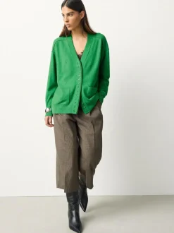 Next Bright Green Supersoft V-Neck Cardigan With Pockets New
