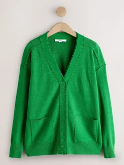 Next Bright Green Supersoft V-Neck Cardigan With Pockets New