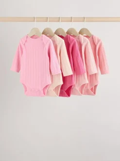 Next Bright Pink 5 Pack Long Sleeve Baby Bodysuits Best