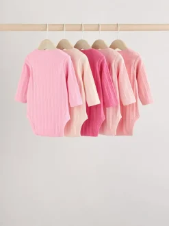 Next Bright Pink 5 Pack Long Sleeve Baby Bodysuits Best