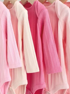 Next Bright Pink 5 Pack Long Sleeve Baby Bodysuits Best