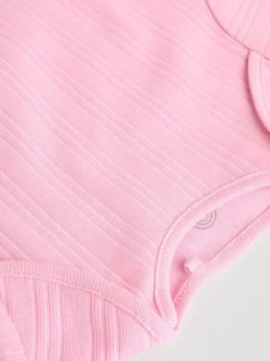 Next Bright Pink 5 Pack Short Sleeve Baby Bodysuits Outlet