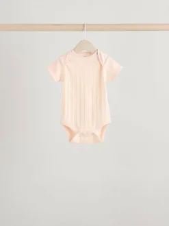 Next Bright Pink 5 Pack Short Sleeve Baby Bodysuits Outlet
