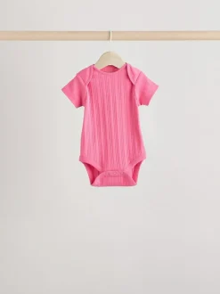 Next Bright Pink 5 Pack Short Sleeve Baby Bodysuits Outlet