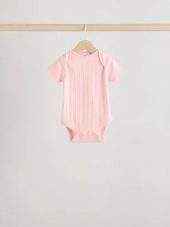 Next Bright Pink 5 Pack Short Sleeve Baby Bodysuits Outlet