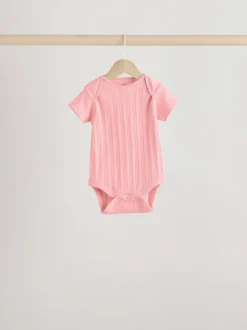 Next Bright Pink 5 Pack Short Sleeve Baby Bodysuits Outlet