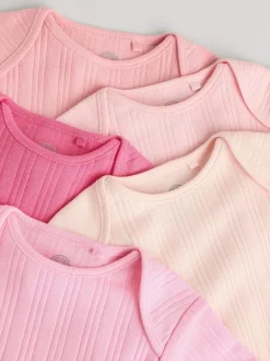 Next Bright Pink 5 Pack Short Sleeve Baby Bodysuits Outlet