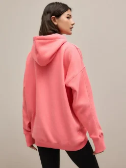 Next Bright Pink Active Longline Overhead Seam Detail Supersoft Hoodie with Pockets Sale