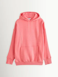 Next Bright Pink Active Longline Overhead Seam Detail Supersoft Hoodie with Pockets Sale