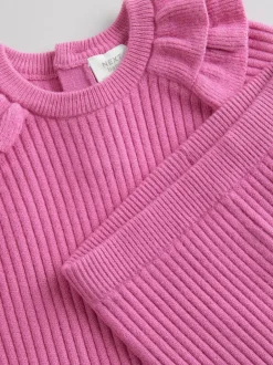 Next Bright Pink Baby Knitted Jumper and Leggings Set 2 Piece (0mths-3yrs)