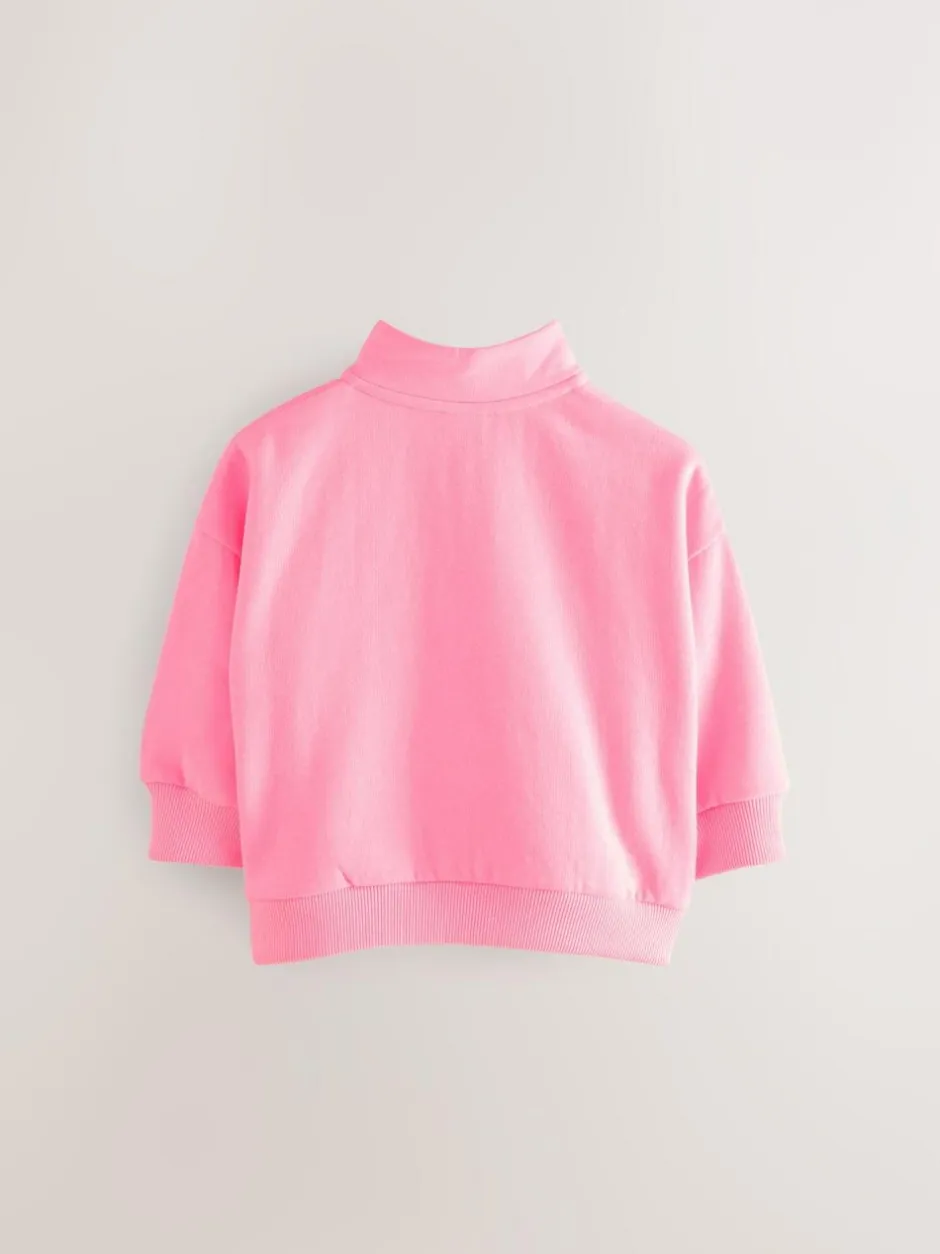 Next Bright Pink Quarter Zip Sweatshirt (3mths-7yrs)