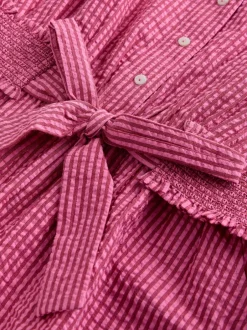 Next Bright Pink/Red Belted Summer Playsuit New