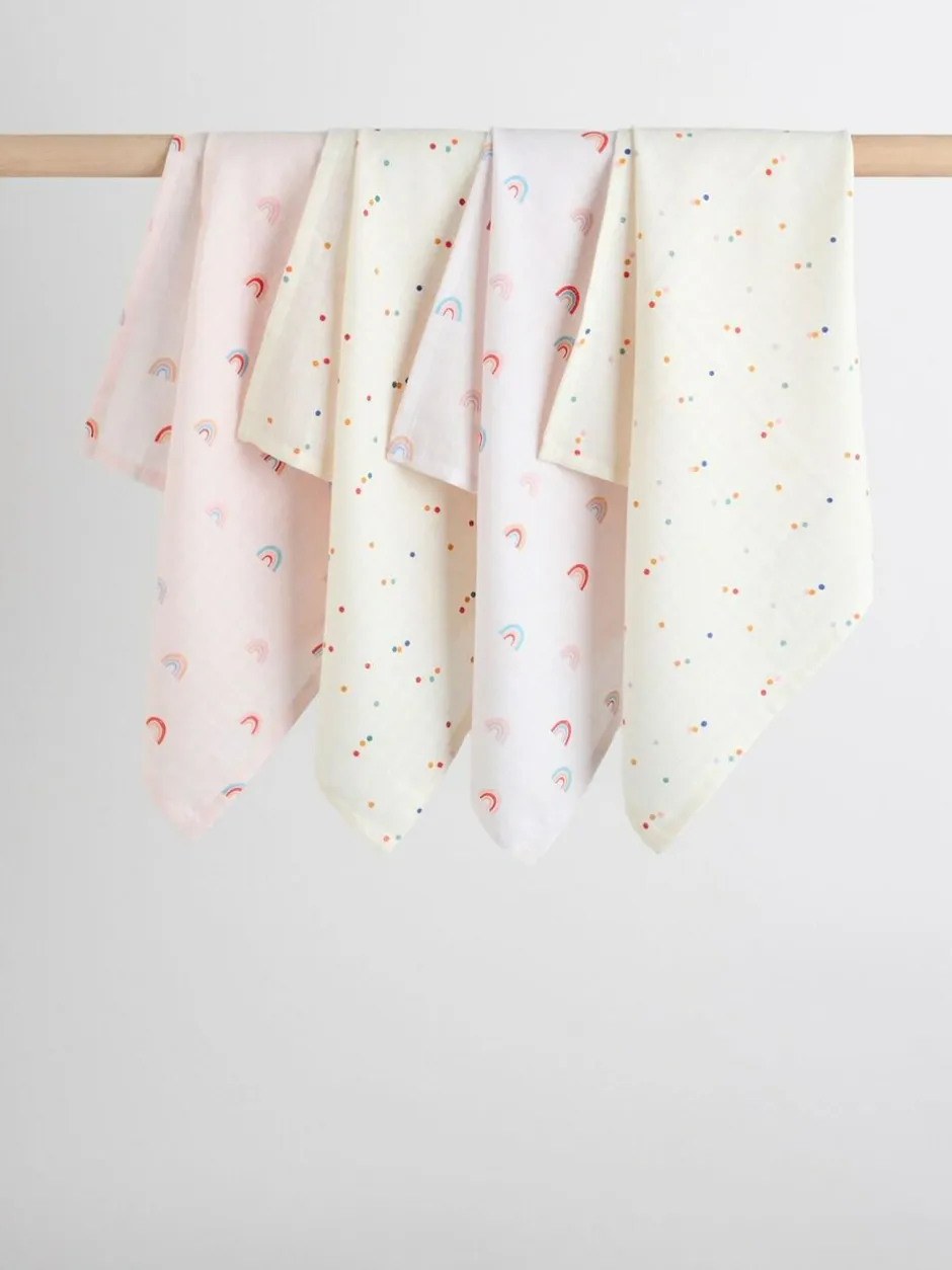 Next Bright Rainbow Baby Muslin Cloths 4 Pack Best