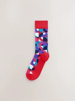 Next Bright Red/Green Geo Pattern Socks 8 Pack Online
