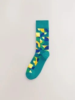 Next Bright Red/Green Geo Pattern Socks 8 Pack Online