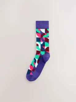 Next Bright Red/Green Geo Pattern Socks 8 Pack Online