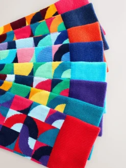 Next Bright Red/Green Geo Pattern Socks 8 Pack Online