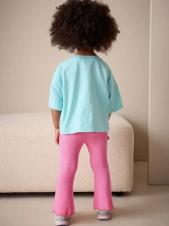 Next Bright Sugar Pink Rib Flare Leggings (3mths-7yrs) Outlet