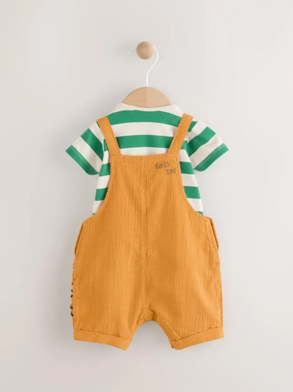 Next Baby Woven Dungaree and Bodysuit Set (0mths-2yrs) Bright Transport Best