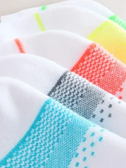 Next Cushioned Footbed Sports Trainers Socks 5 Pack Bright Yellow/Green/Blue Clearance