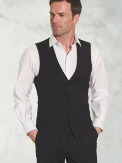 Brook Taverner Plain Suit Waistcoat Black Outlet