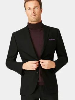 Brook Taverner Tailored Fit Washable Suit Jacket Black New
