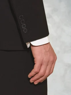 Brook Taverner Tailored Fit Wool Mix Washable Suit Jacket Black White Outlet