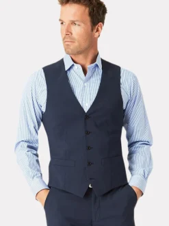 Brook Taverner Check Washable Waistcoat Blue New