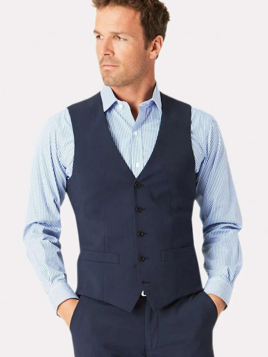 Brook Taverner Check Washable Waistcoat Blue New