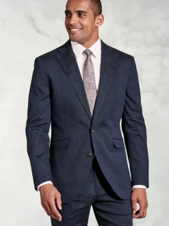 Brook Taverner Blue Linen Blend Mixer Suit Jacket Hot