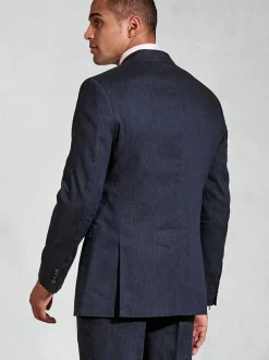 Brook Taverner Blue Linen Blend Mixer Suit Jacket Hot