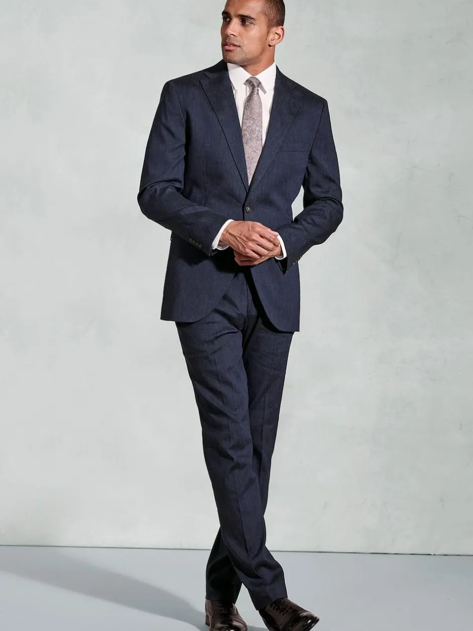 Brook Taverner Blue Linen Blend Mixer Suit Jacket Hot