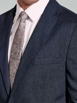 Brook Taverner Blue Linen Blend Mixer Suit Jacket Hot