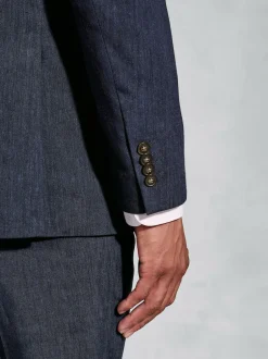 Brook Taverner Blue Linen Blend Mixer Suit Jacket Hot